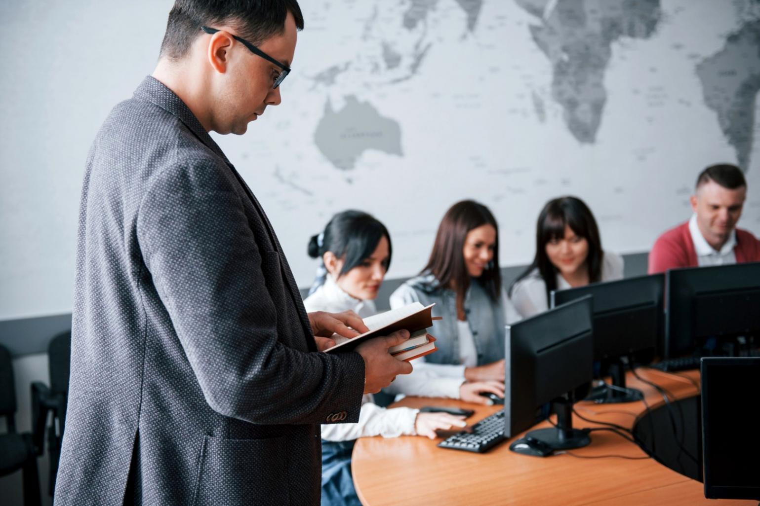 Professional workspace focused on financial analysis and client collaboration